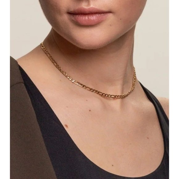 Figaro Cuban Gold Chain WATERPROOF Necklace non-tarnish gold necklace pretty - Picture 9 of 12